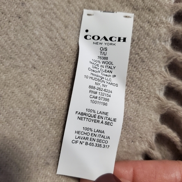 Coach Varsity Stripe Grey/Violet Orchid Large Scarf/ Wrap W/Fringe 100% Wool - Picture 8 of 8